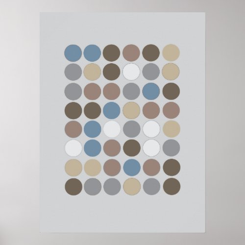 Gray Brown  Slate Blue Circles Pattern Modern Poster