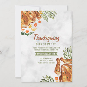 Gray Brown Turkey Thanksgiving dinner party  Invitation