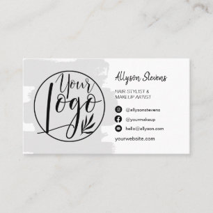 Gray brush hair makeup photo logo qr code business card