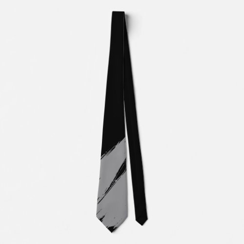 Gray Brush Modern Black Background Neck Tie