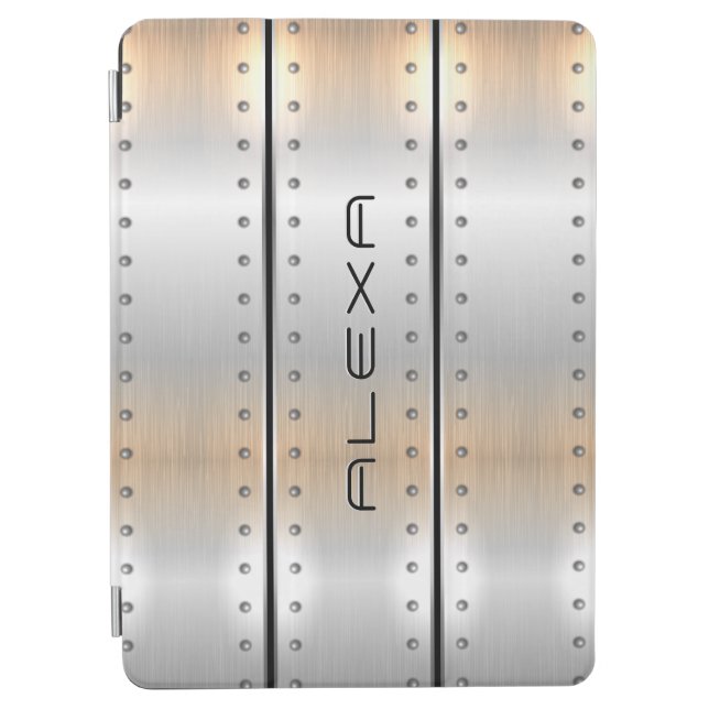 Gray brushed aluminum geometric design iPad air cover (Front)