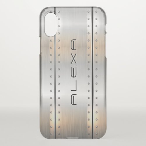 Gray brushed aluminum geometric design iPhone x case