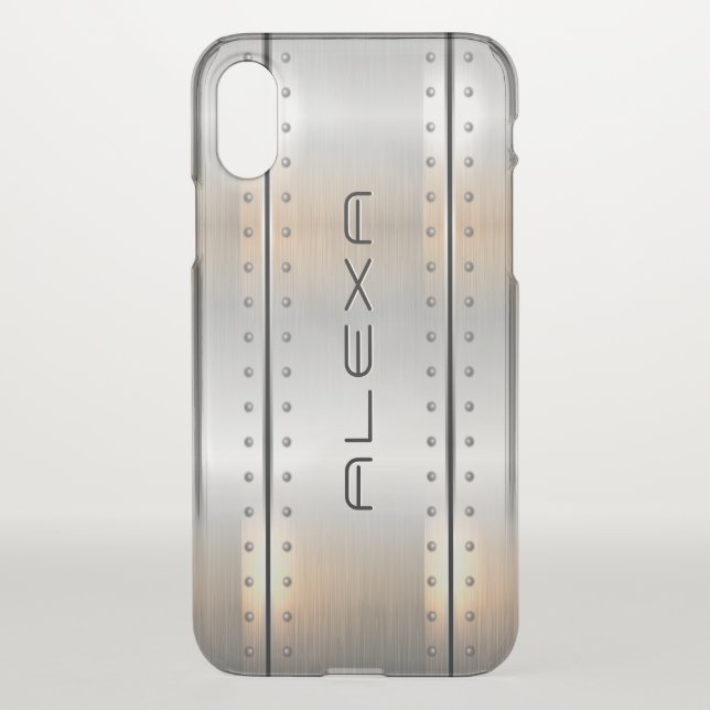 Gray brushed aluminum geometric design uncommon iPhone case (Back)