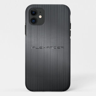 Gray Brushed Aluminum Metal Print iPhone 11 Case