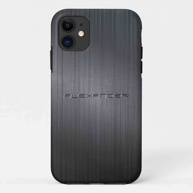 Gray Brushed Aluminum Metal Print Case-Mate iPhone Case (Back)