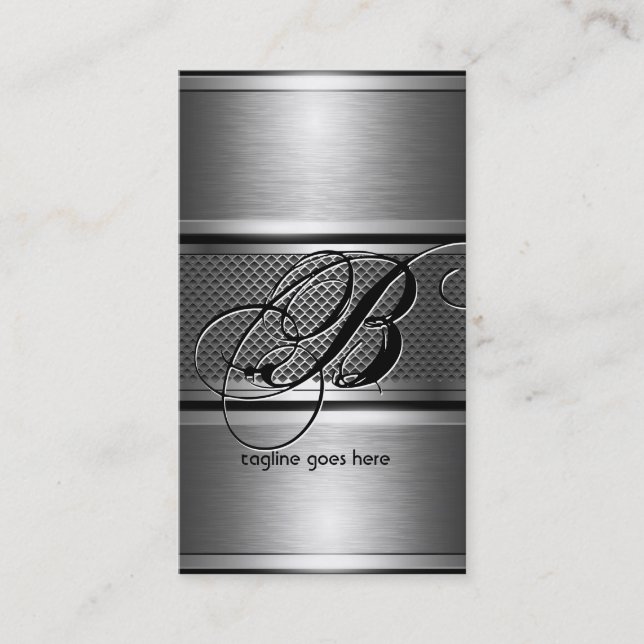 Gray Brushed Aluminum Metallic Look Customized Business Card (Front)