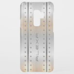 Gray brushed aluminum modern geometric design uncommon samsung galaxy s9 plus case<br><div class="desc">Image of metallic silver-gray brushed aluminum background modern geometric design with cool masculine accents. 
Optional monogram.</div>