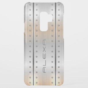 Gray brushed aluminum modern geometric design uncommon samsung galaxy s9 plus case