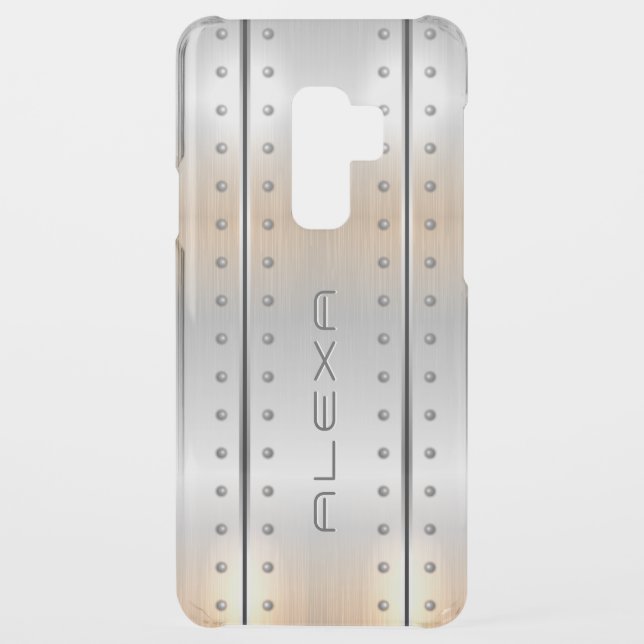 Gray brushed aluminum modern geometric design uncommon samsung galaxy case (Back)