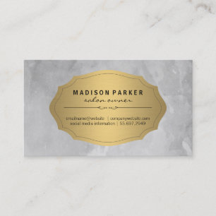 Gray Brushed Elegant Gold Label Appointment Card