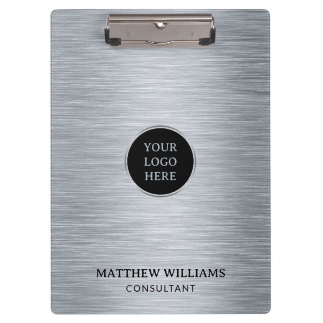 Gray Brushed Metal Clipboard (Front)