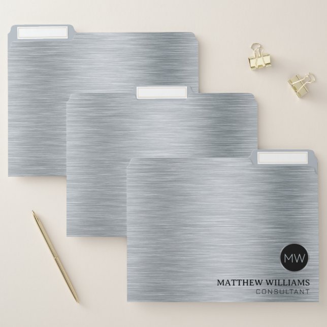 Gray Brushed Metal File Folder (Set)