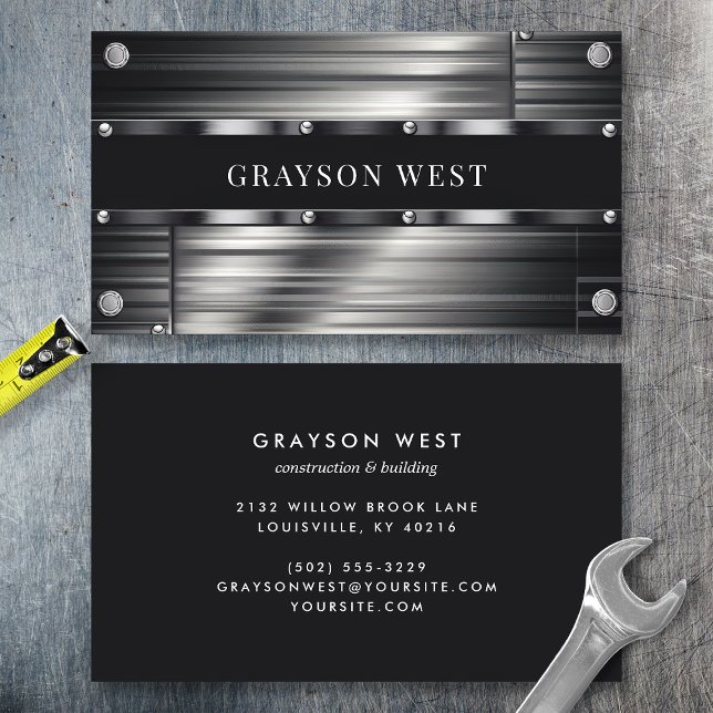 Gray Brushed Metal Modern Masculine Business Card (Creator Uploaded)