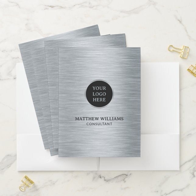 Gray Brushed Metal Pocket Folder (In Situ)