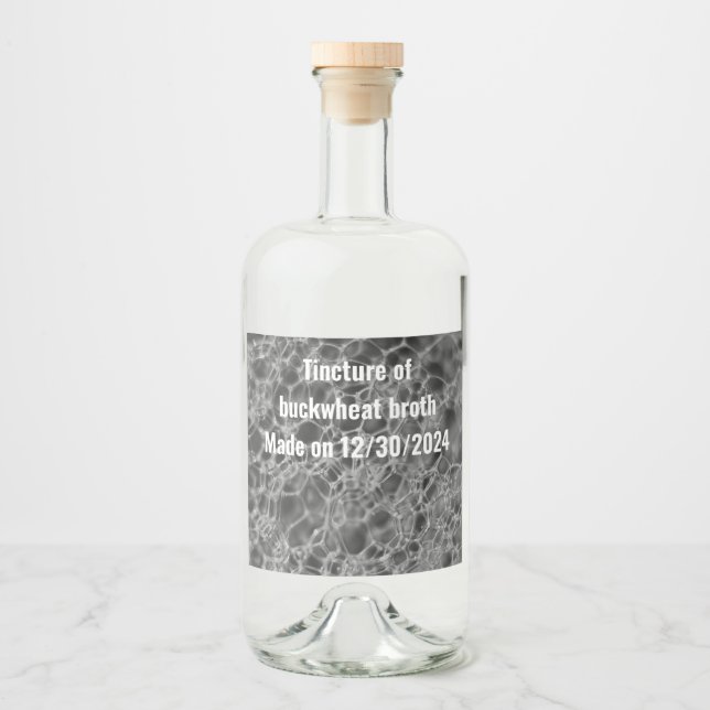 Gray Bubble Design Liquor Bottle Label (Front)