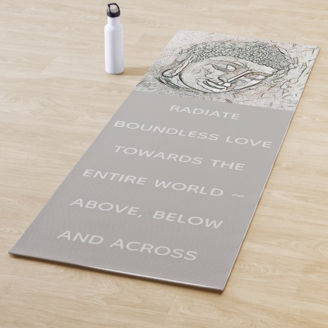 Gray Buddha Portrait Quote Radiate Boundless Love Yoga Mat (In Situ)