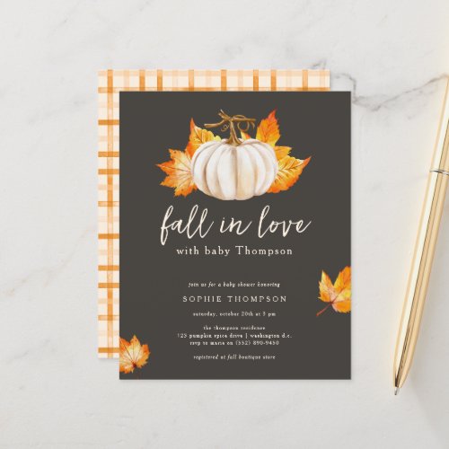 Gray  Budget Pupmkin Fall In Love Baby Shower