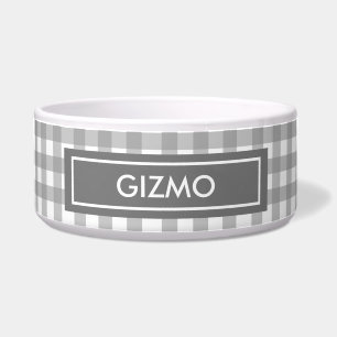 Gray Buffalo Check Dog Bowl