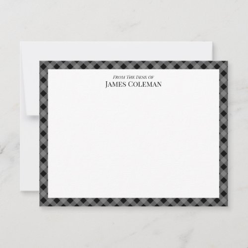 Gray Buffalo Check From The Desk Of Elegant Name Note Card