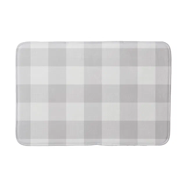Gray Buffalo Check Modern Farmhouse Bath Mat Zazzle