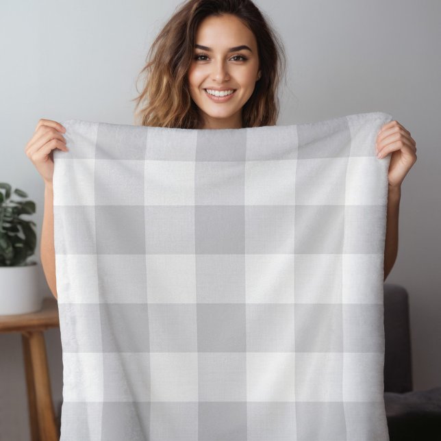 Gray Buffalo Check | Modern Farmhouse Decor Fleece Blanket (Creator Uploaded)