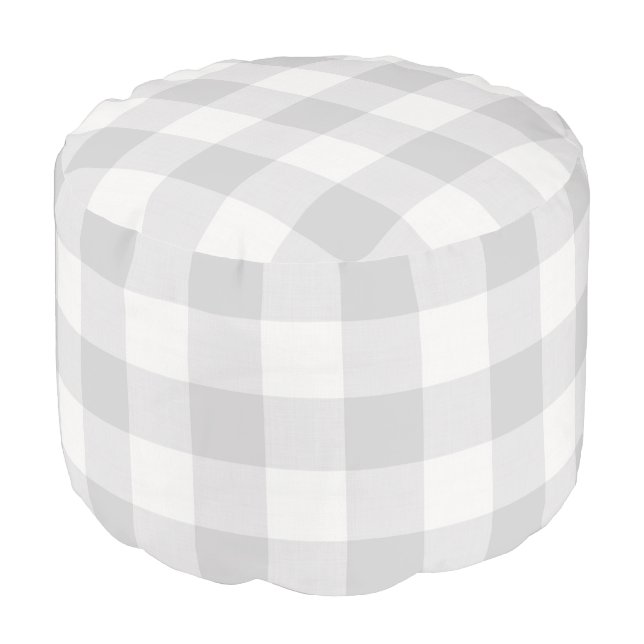 Gray Buffalo Check | Modern Farmhouse Decor Pouf (Angled Front)