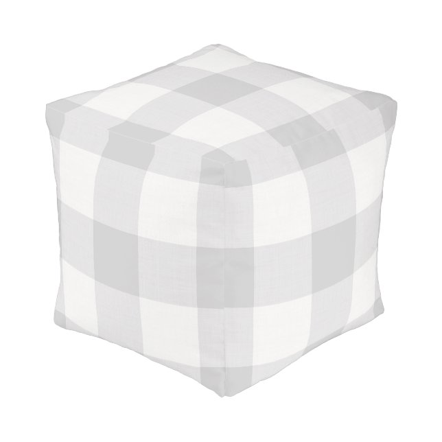 Gray Buffalo Check | Modern Farmhouse Decor Pouf (Angled Front)