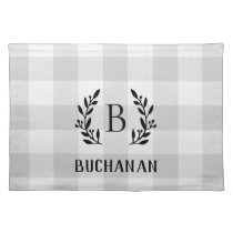 Gray Buffalo Check Monogram | Modern Farmhouse Cloth Placemat