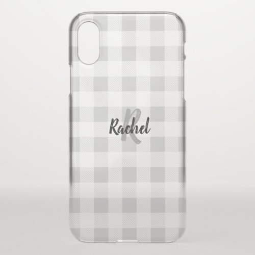 Gray Buffalo Check  Monogram iPhone X Case