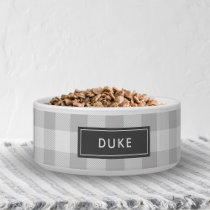 Gray Buffalo Check Name Monogram Bowl