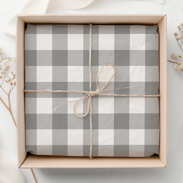 Gray Buffalo Check Plaid Rustic Farmhouse Tissue Paper (Creator Uploaded)