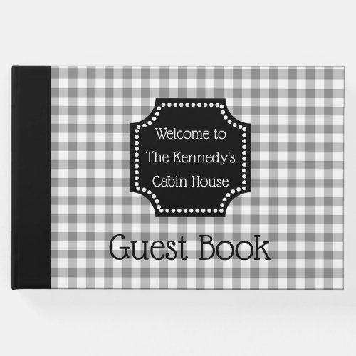 Gray Buffalo Check Plaid Welcome To Our Cabin Guest Book