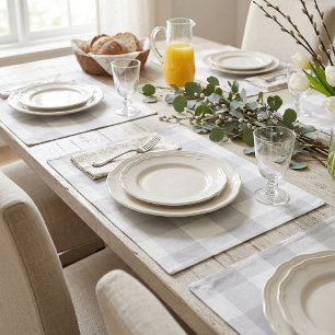 Gray Buffalo Check Woven Cotton Cloth Placemat