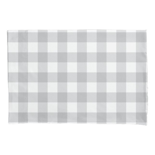Gray Buffalo Plaid Checkered Pattern Pillowcase (Front)