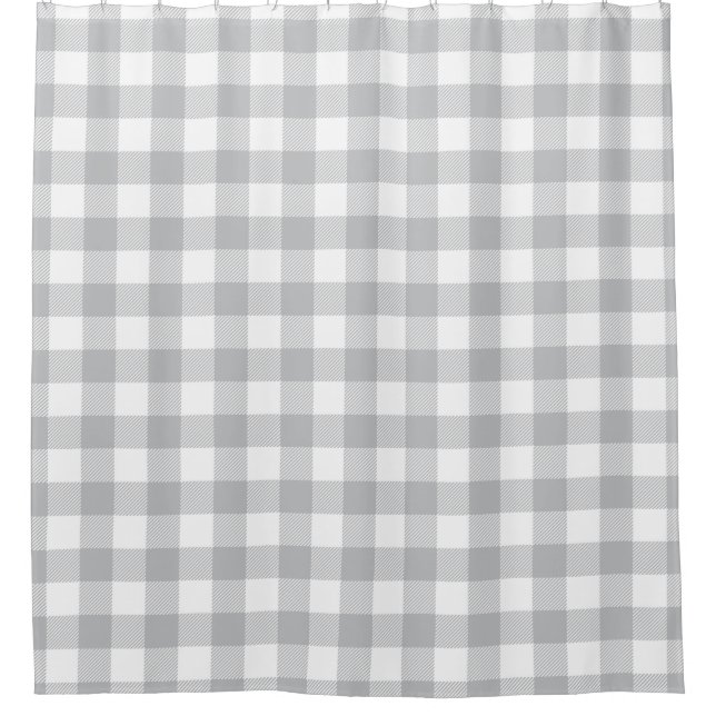 Gray Buffalo Plaid Checkered Pattern Shower Curtain (Front)