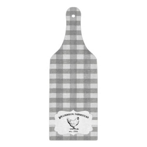 Gray Buffalo Plaid Farm Chicken Cutting Board