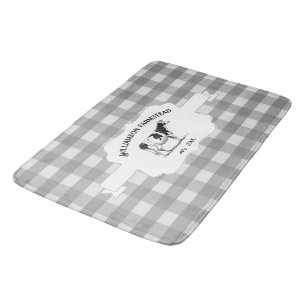 Gray Buffalo Plaid Farm Cow Bath Mat