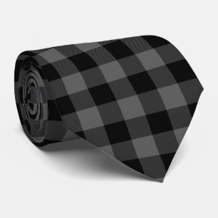 Gray Buffalo Plaid Neck Tie