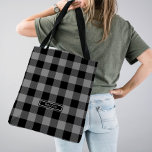 Gray Buffalo Plaid Pattern Monogrammed Bridesmaid Tote Bag<br><div class="desc">This gray buffalo plaid pattern monogrammed bridesmaid tote bag is the perfect gift for her. The design features a classic gray and black buffalo plaid pattern.  Personalize the bag with her first or last name.</div>