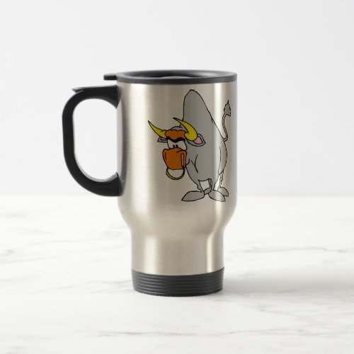 gray  bull with a ring in his nose coffee mug
