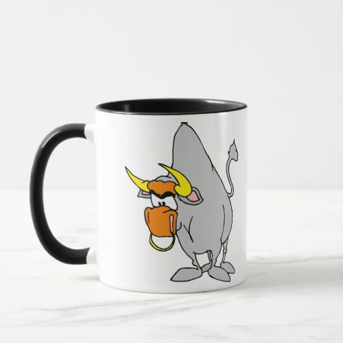 gray  bull with a ring in his nose coffee mug