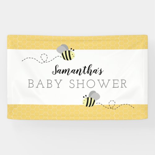 Gray Bumble Bee Baby Shower Banner