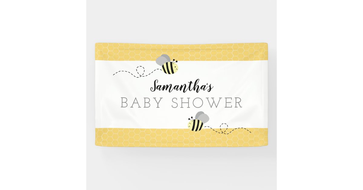Gray Bumble Bee Baby Shower Banner | Zazzle