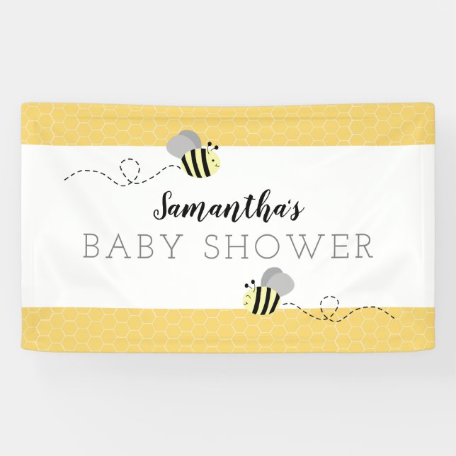 Gray Bumble Bee Baby Shower Banner (Horizontal)