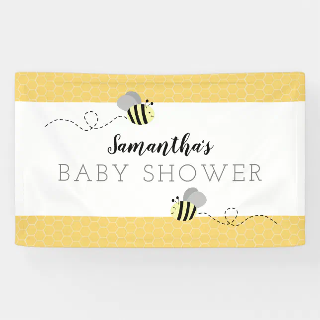 Gray Bumble Bee Baby Shower Banner | Zazzle