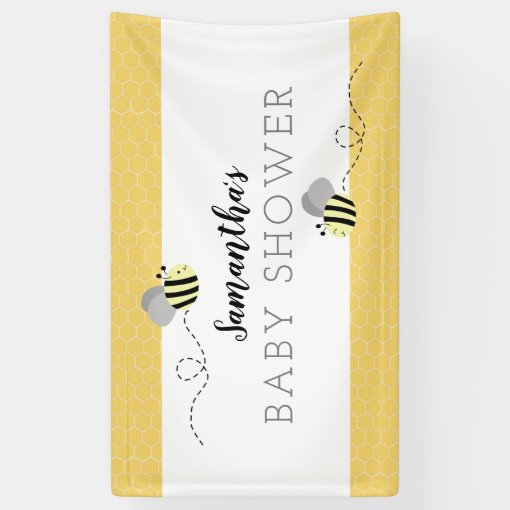 Gray Bumble Bee Baby Shower Banner | Zazzle