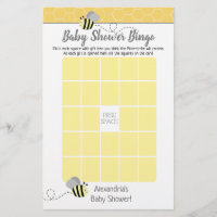 Gray Bumble Bee Baby Shower Bingo Game