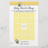 Gray Bumble Bee Baby Shower Bingo Game (Front)