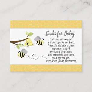 Gray Bumble Bee Baby Shower Book Request Cards