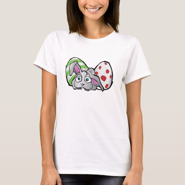 Gray Bunny with Easter Eggs T-Shirt (Front)